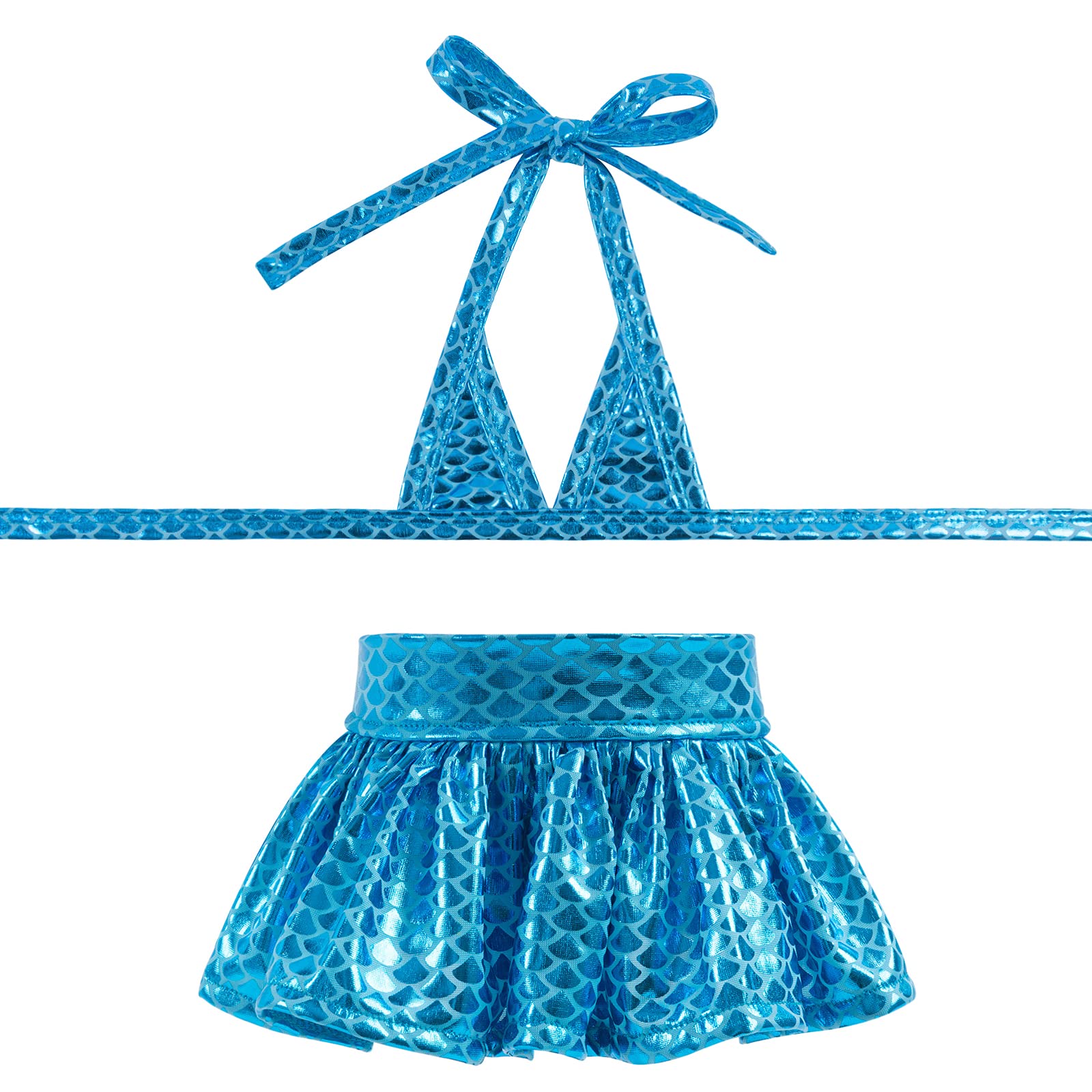 2 Pack Dog Bikini Set,Beach Dog Swimsuit Mermaid Dog Bathing Suit Summer Costume with Shiny Scale Blue & Pink  for Cats Girl Pho