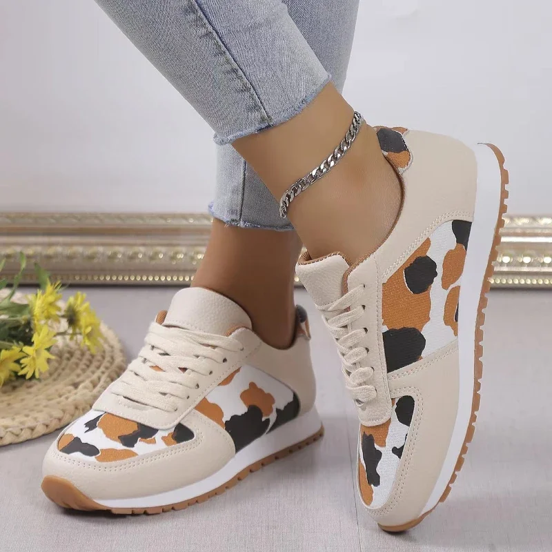 Women Platform Sneakers Leopard Thick Bottom Vulcanized Woman New Casual Flats Walking Shoes Plus Size 43 1eb7