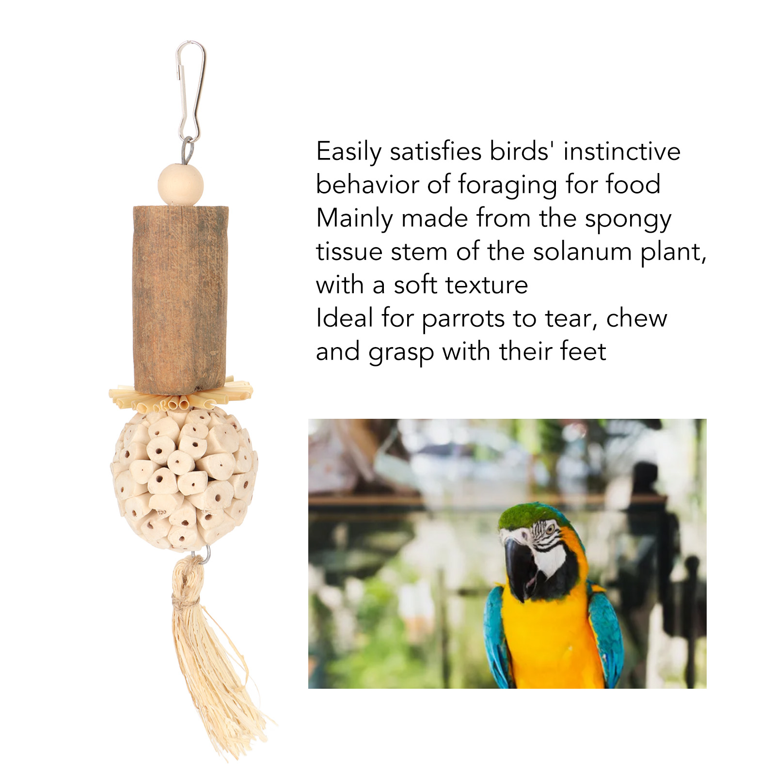 Sola Stick Bird Toys Fun Interactive Soft Ball Log Sola Wood Corn Leaf Silk Relieve Boredom Parrot Chew Toys