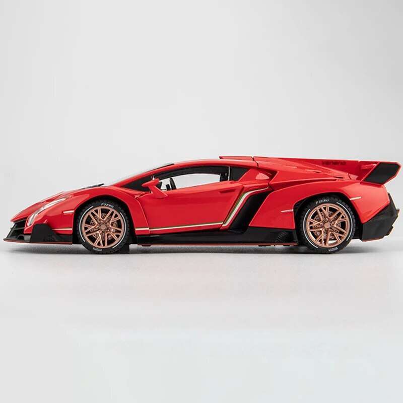 Diecast for Veneno Model Car 1/24 Scale Sports Toy Vehicle Door Can Be Opened Front Wheel Steerable