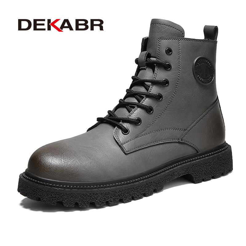 DEKABR Men Leather Casual Platform Boots British Style Autumn Winter Fashion Comfortable Mens Shoes Ankle Botas De Hombre 4a76