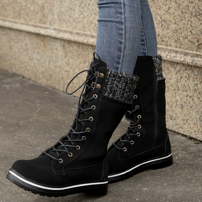 2023 Winter Plush Mid Calf Platform New Designer Warm Snow Women's Lace Up Fashion Casual Boots 98a5