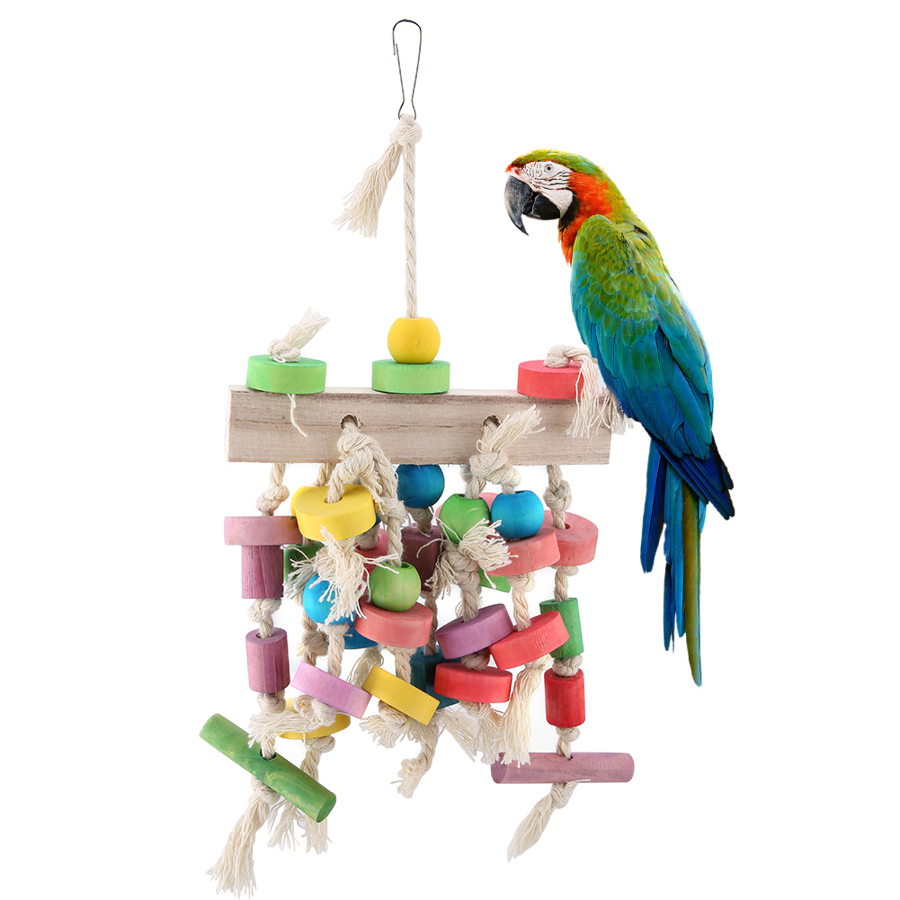 Wood Parrot Toy, Pet Bird Chewing, Funny Swing, Hanging Ladder, Climbing Supply