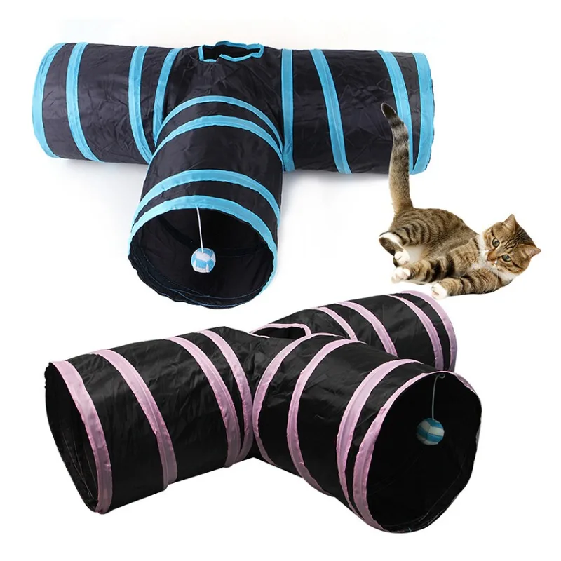 Bunny Tunnels & Tubes Collapsible 3 Way Bunny Hideout Small Animal Activity Tunnel Toys for Dwarf Rabbits Bunny Guinea Pigs