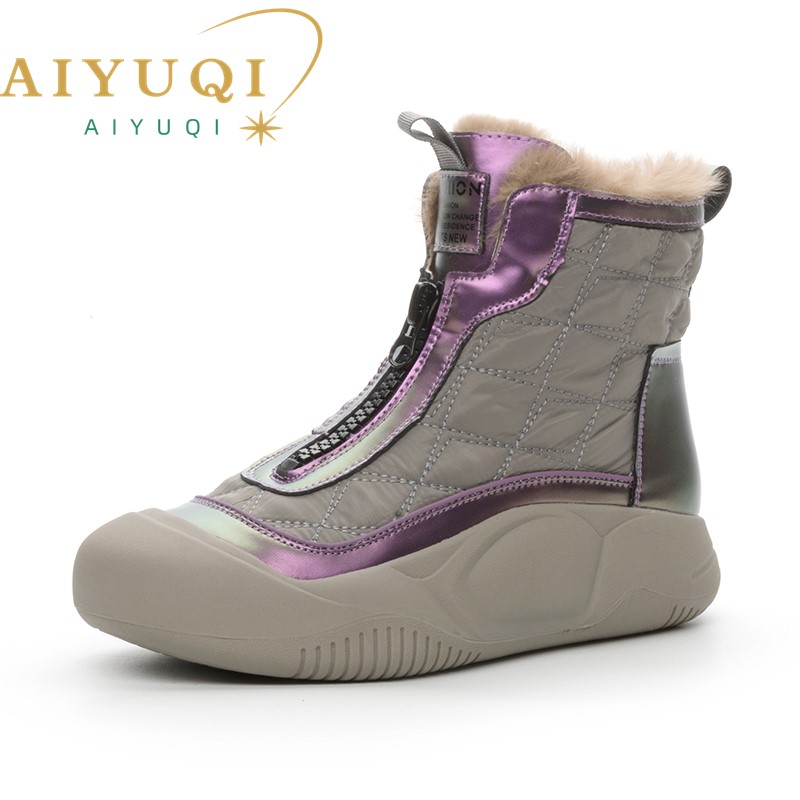 Snow AIYUQI Winter 2024 New Vintage Women's Ankle Large Size Fur Fashion Short Sneakers Boots Women 0aef