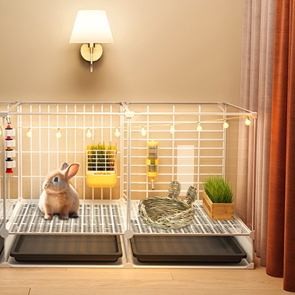 Rabbit Grass Mat Bed Natural Straw Woven Grass Mats Bedding Hand Crafted Grass House for Rabbits, Guinea-Pigs Chinchilla Ferret