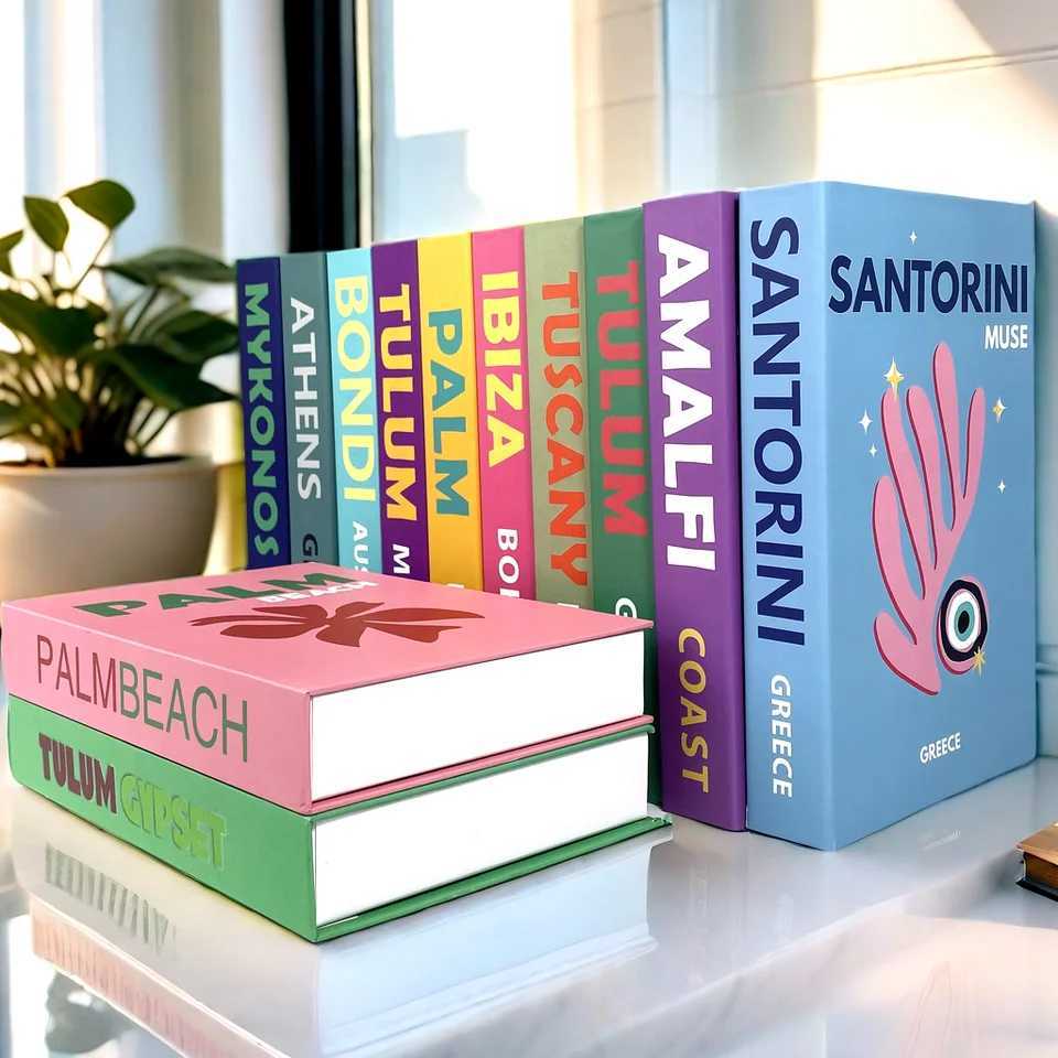 Travel Series Fake Book Ornament Decorative Coffee Table Books Cute Home Decor Storage Box Shooting Props Palm Capri Ibiza Miami M240903