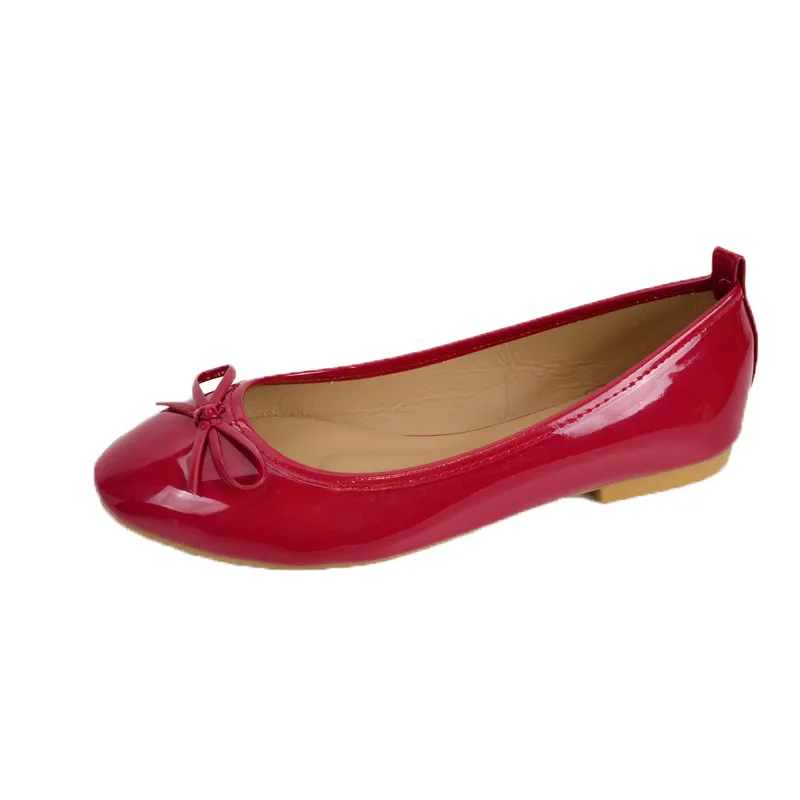 Flats Ballet Women Classics Casual Loafers Red Patent Leather Lady Fashion Design Bowknot Shoes for Woman's Spring/Autumn 5880