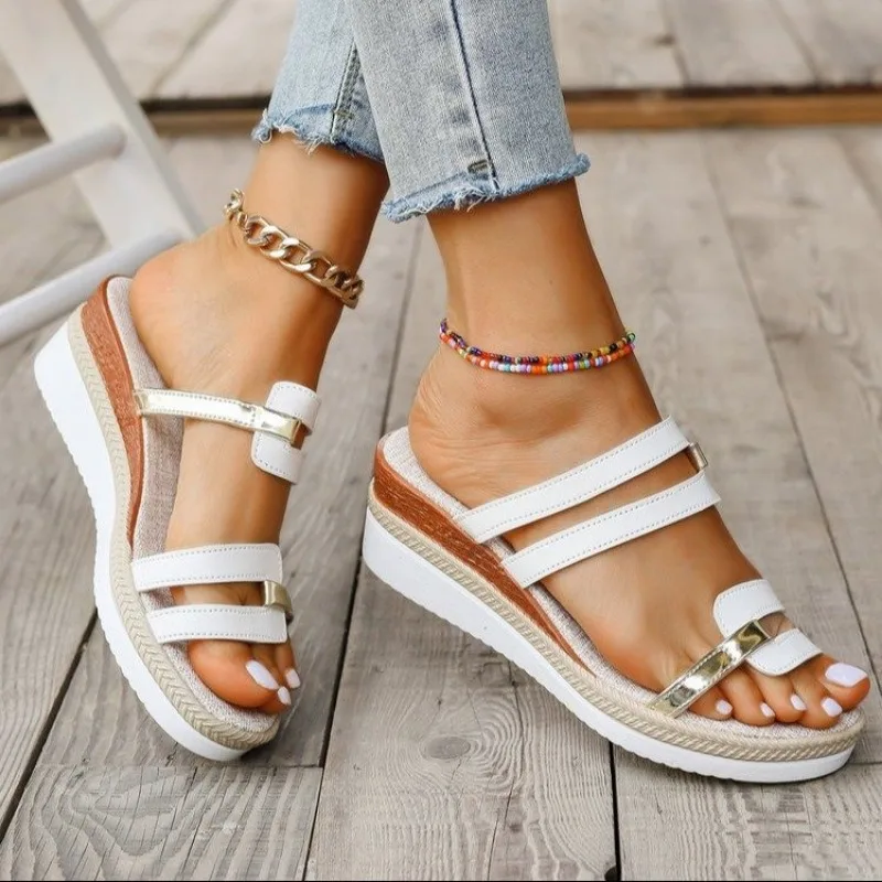 Summer New Women Fashion Sandals Comfortable Sport Sandals Open Toe Non-Slip Cut Out Soft Female Wedges Slippers Plus Size 43