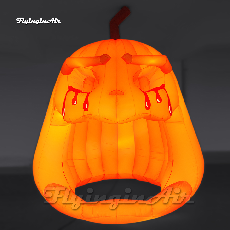 3.5m High Portable Scary Crying Giant Inflatable Halloween Pumpkin Booth Yard Playhouse With LED Light