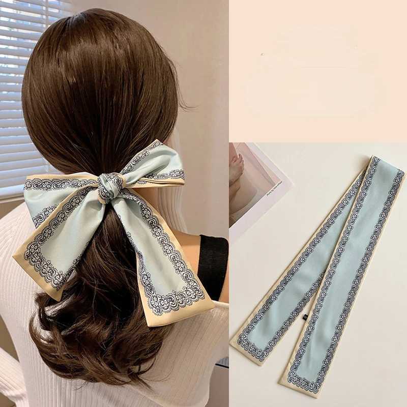 Vintage Hairband Fashion Scarf Ribbon Headpiece French Hair Tie Ribbon Womens Girl Hair AccessoriesY240902
