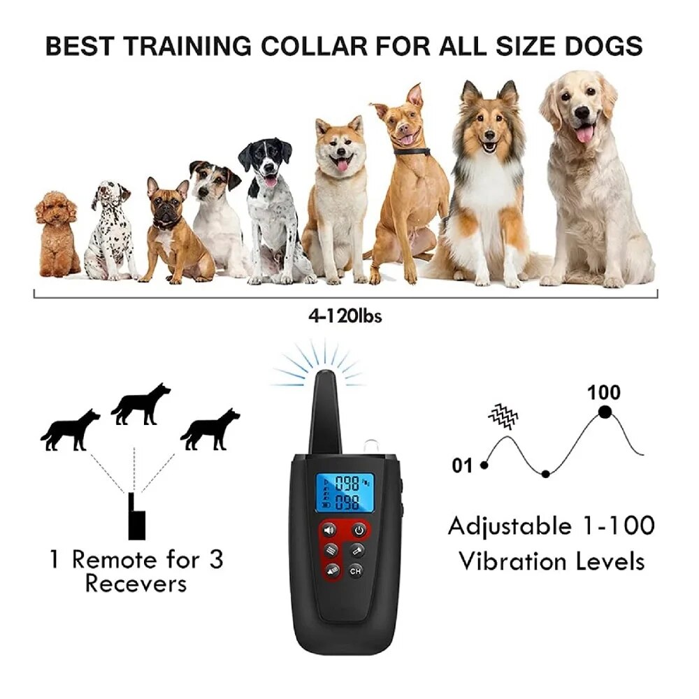 Remote Dog Training Collar,3300ft Range Vibrating Dog Collar,Anti Bark Collar,Sound&Vibration Modes Dog No Shock Collar,IPX7