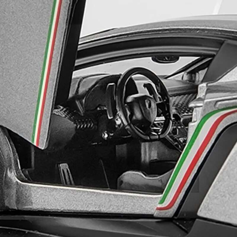 Diecast for Veneno Model Car 1/24 Scale Sports Toy Vehicle Door Can Be Opened Front Wheel Steerable