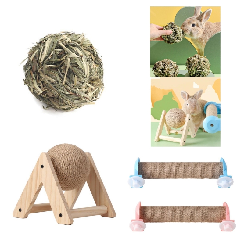 Small Pet Chewing Toy Rabbit Scratching Toy SisalHemp Ball Small Animal Grinding Scratcher Toy Hamster Cage Furniture