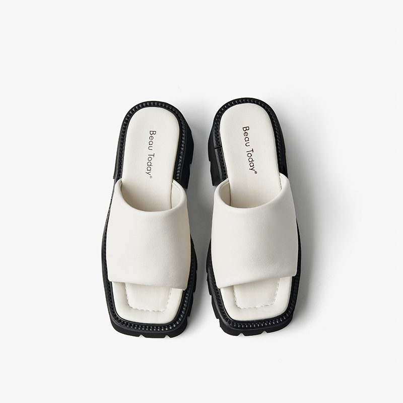 2025 new Leisure BEAUTODAY Sandals Women Calfskin Leather Thick Spool Sole Outdoors Solid Summer Ladies Shoes Handmade Platform 38519 3bc6