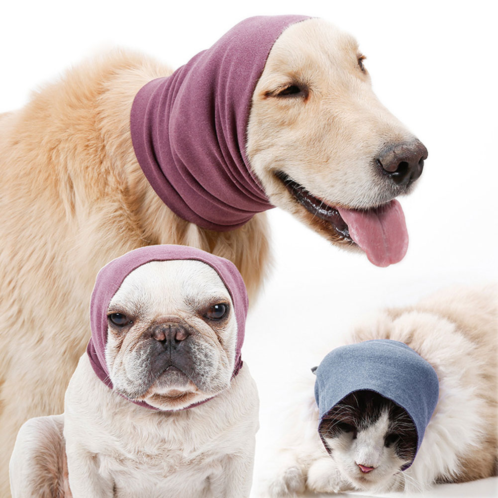 Calming Dog Ears Cover Pet Grooming Helper Breathable Dog Headscarf Anti-shock Noise-proof Earmuff Dog Head Wrap Decompress Tool