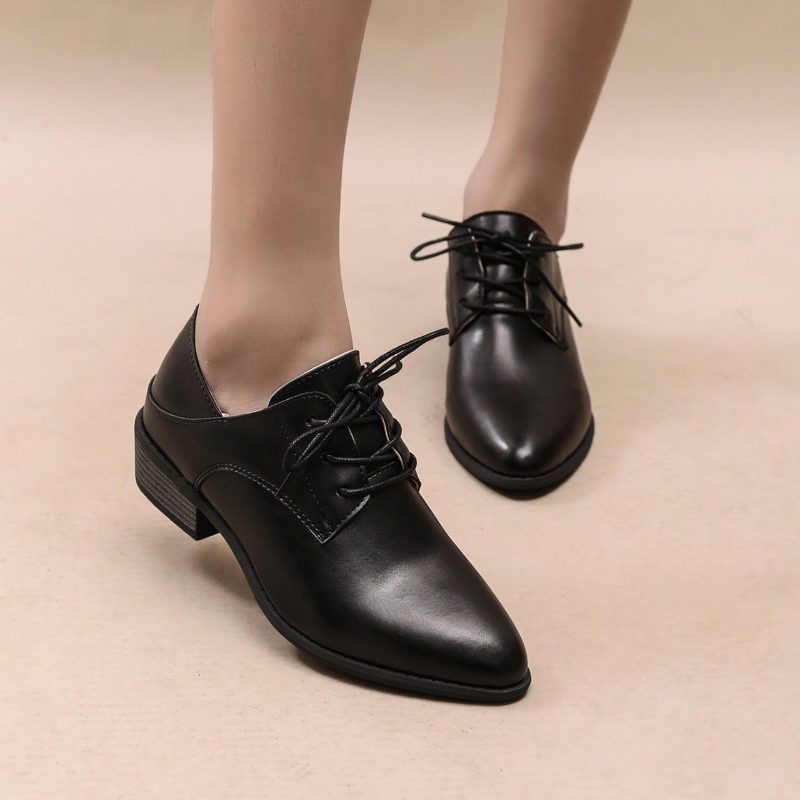 2025 new Girl's Children British Solid Hook-loop Quality Leather Soft Sole Non-slip Princess Single Shoes Size 21-30 b25e
