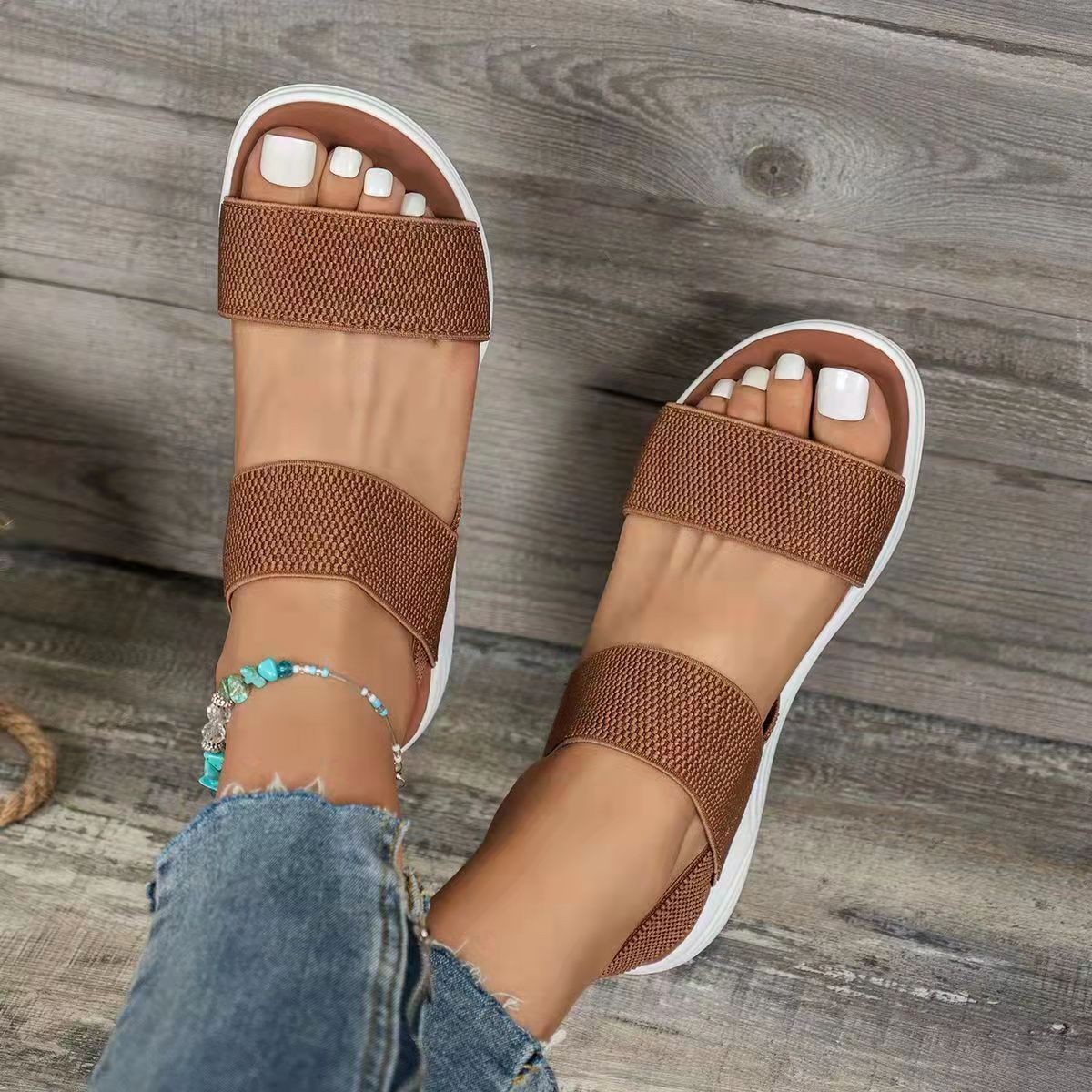Women's New Wedge Heel Platform Cozy Ladies Outdoor Beach Elastic Band Designer Shoes Sandals Women Summer 7716