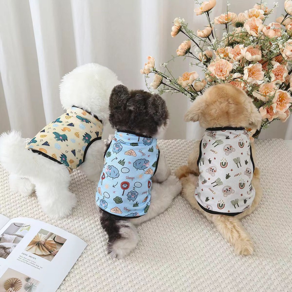 High Quality Cute Pet Dog Clothes Small Medium Dog Breathable Pet Vest Comfortable Cartoon Printed Pattern Dog T-shirt