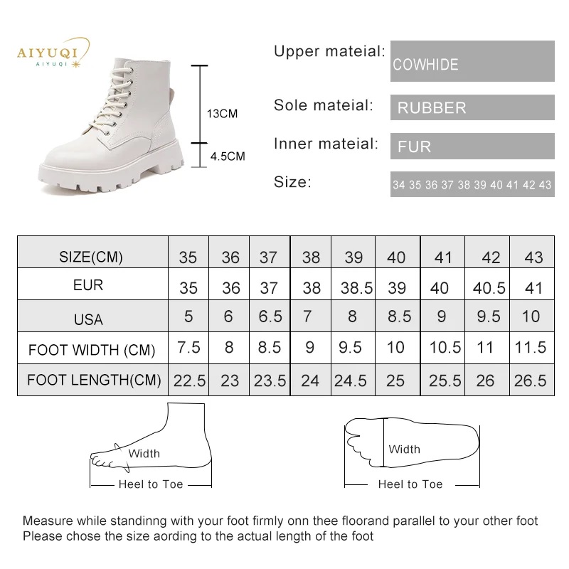 Ankle AIYUQI Genuine Leather Winter Lace-up Motorcycle Boots Ladies British Style Women's Booties 313c