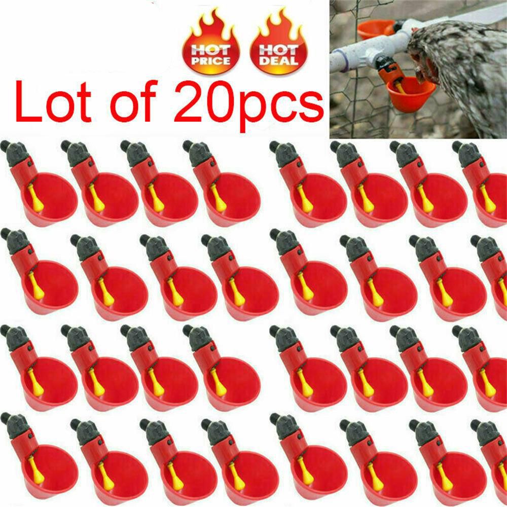 10/20 Pcs Poultry Water Drinking Cups- Chicken Hen Plastic Automatic Drinker
