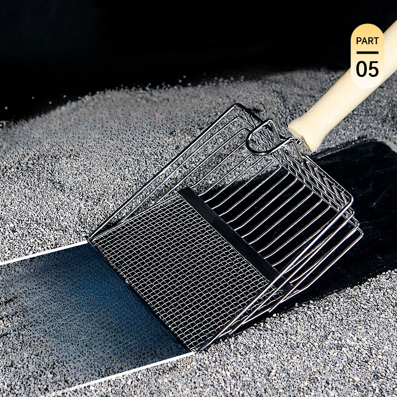 Cat Litter Shovel Stainless Steel Wooden Handle Easy To Rust Washable Kitten Litter Scoop Cats Toilet Cleaning Shovel Tool