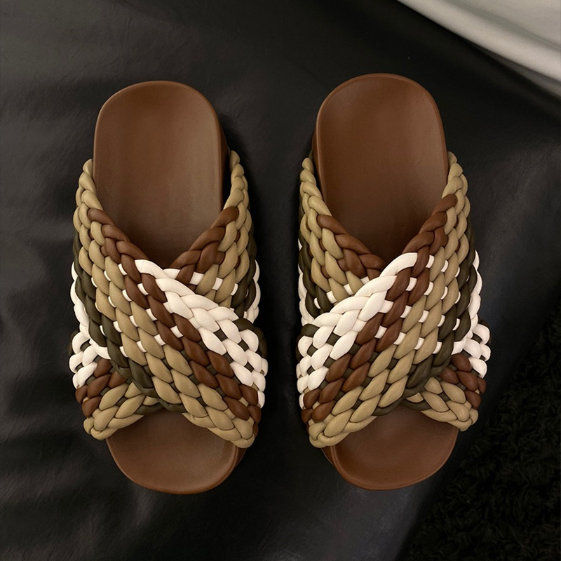 Slides Woven Summer Outdoor Beach Vacation Casual Flat Shoes 2023 New Light Ladies Fashion Slippers Women e925 b24a