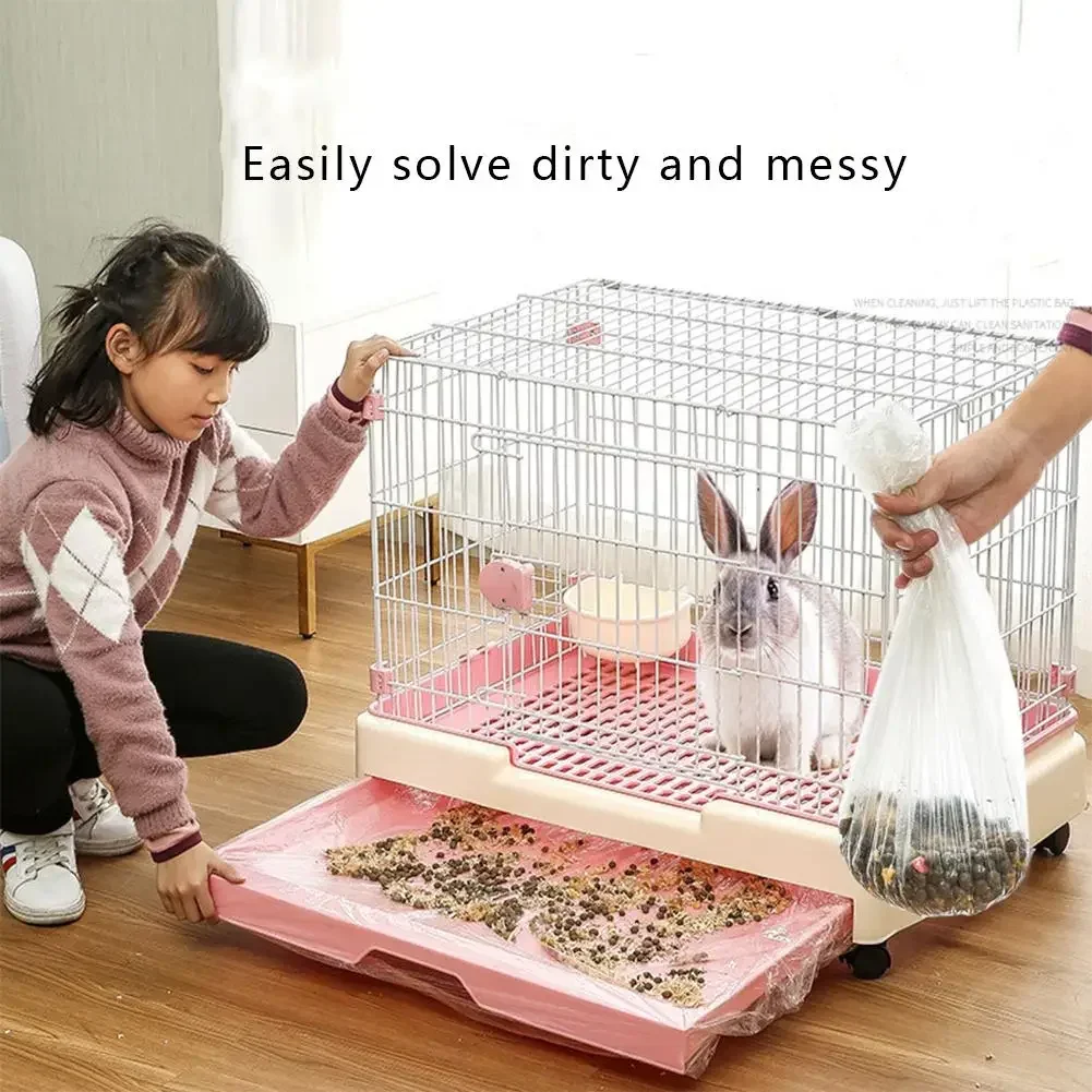 Disposable Rabbit Cage Liner Pet Tray Plastic Mat Film Cover Replaceable Universal Toilet Film Small Animal Hamster Pet Poop Bag
