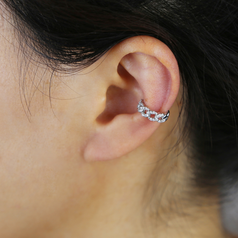 New Design 1 Piece Gold Silver Plated Mini Bling Cubic Zircon Birthstone No Piercing Hip Hop Ear Clip Earring Fashion Jewelry
