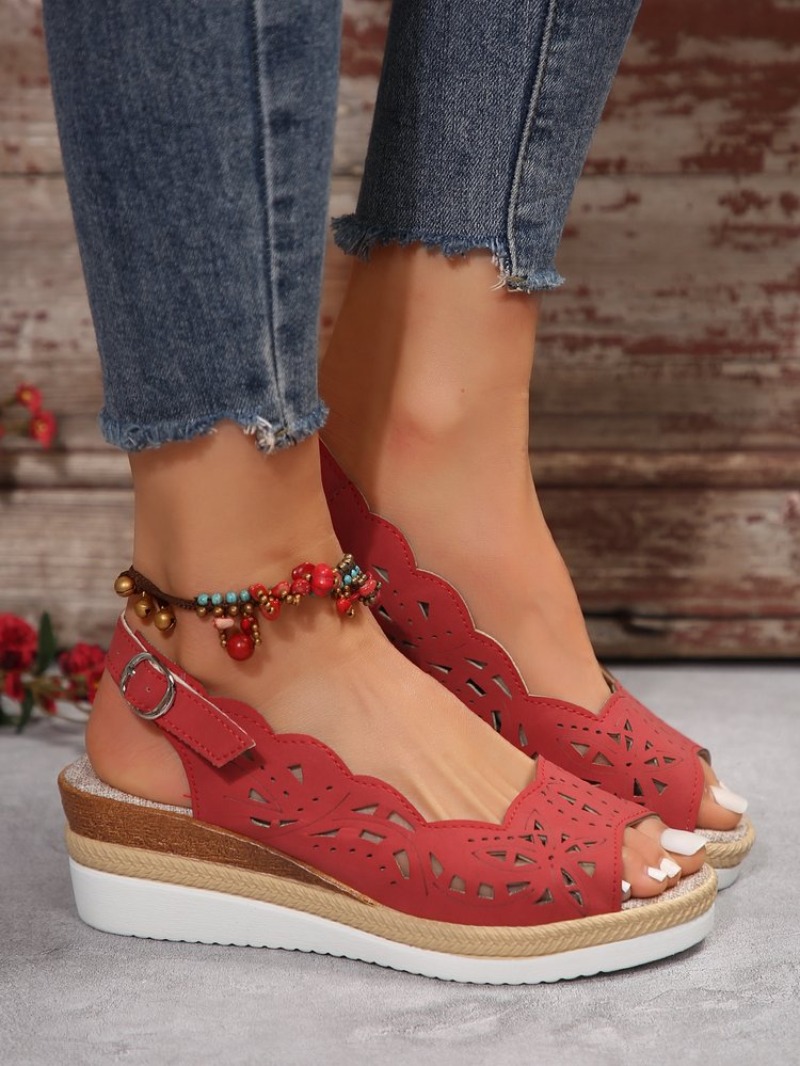 Summer 2024 New European and American Hemp Rope Wedge Peep Toe Beach Sandals Rubber Sole Women's Strap Shoes d202 Sals