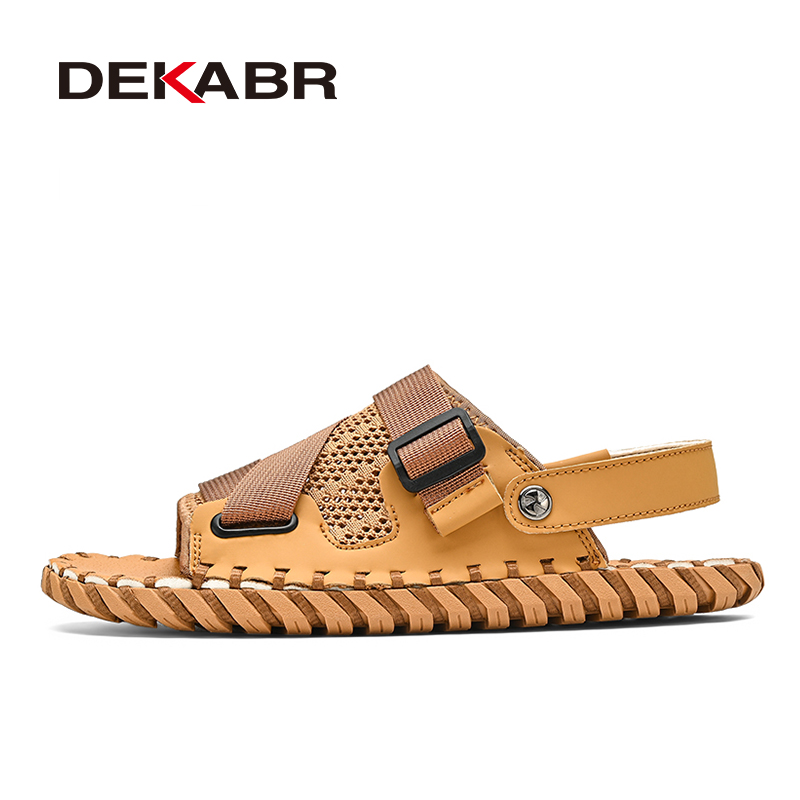 DEKABR New Men's Tide Summer New Mesh Outdoor Leisure Hollow Sandals Beach Handmade Quality Fashion Men Shoes 90Fb