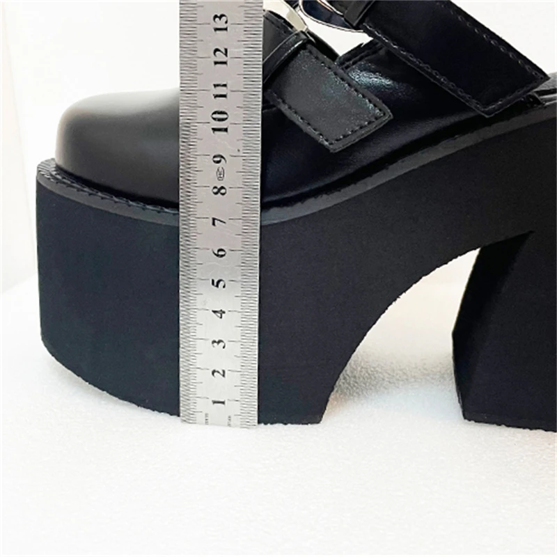Eilyken Fashion Belt Button Narrow BandHigh Heels Women Slippers Sexy Trendy Chunky Platform Ladies Mule Pumps Shoes 4d53 251