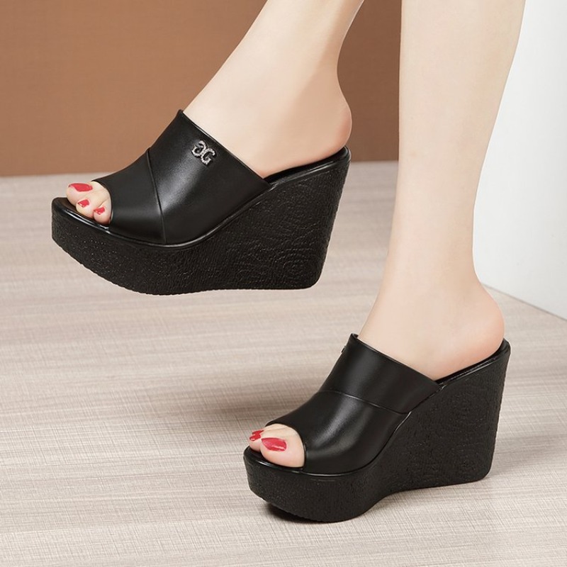 11cm High Heel Wedges Sandals For Women 2024 Summer New Platform Fashion Footwear Red Black White Large Size Sandals