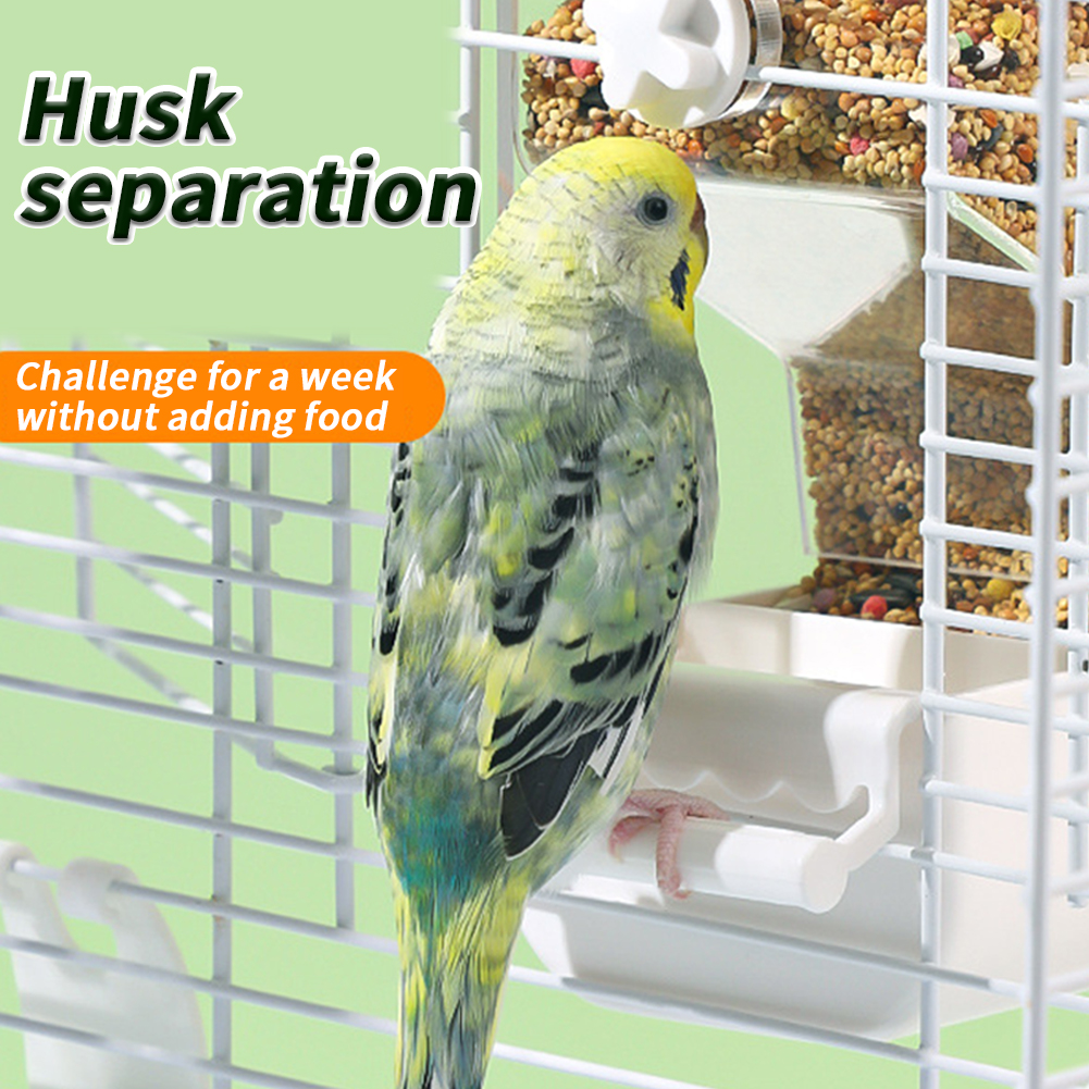 Automatic Bird Feeder No Mess Pet Feeder Food Container With Pull-out Bottom Drawer Parakeet Cage Accessories For Parrot Budgies
