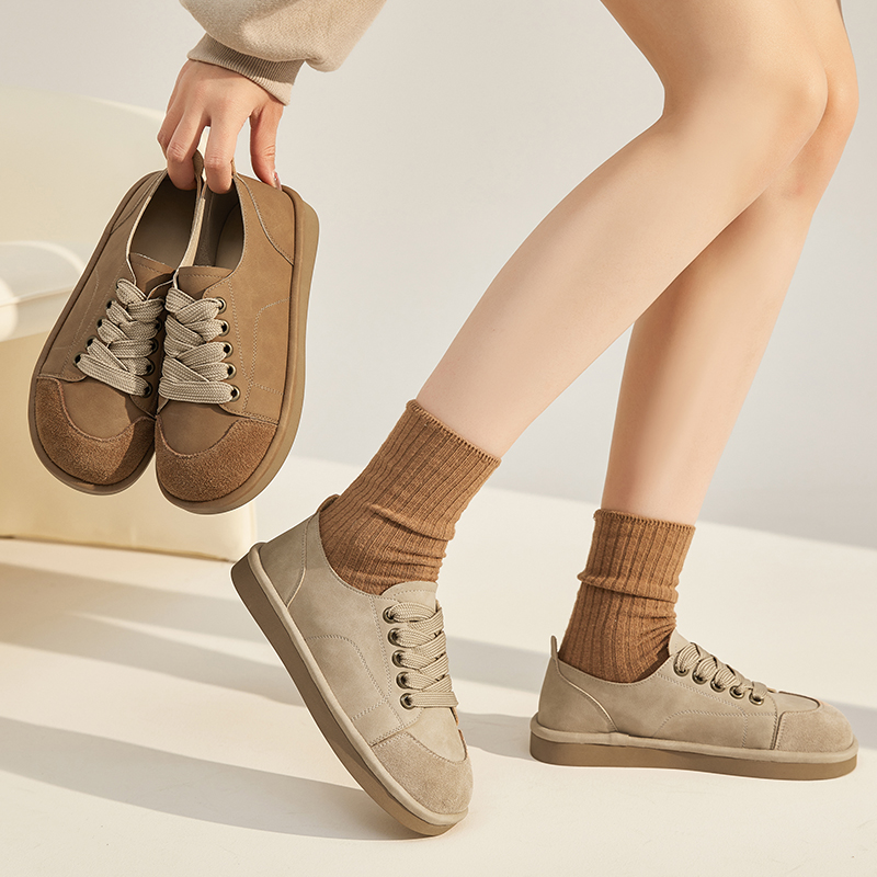 Sneaker AIYUQI Female Genuine Leather 2024 New Spring Flat Women Casual Retro Lace-up Ladies Shoes aeaa