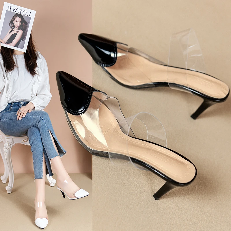 Pointed New Transparent Sexy Summer Slippers Women 2024 Slim Heels Versatile Fashion Shoes for Women's 40fc 's c812 a8e6