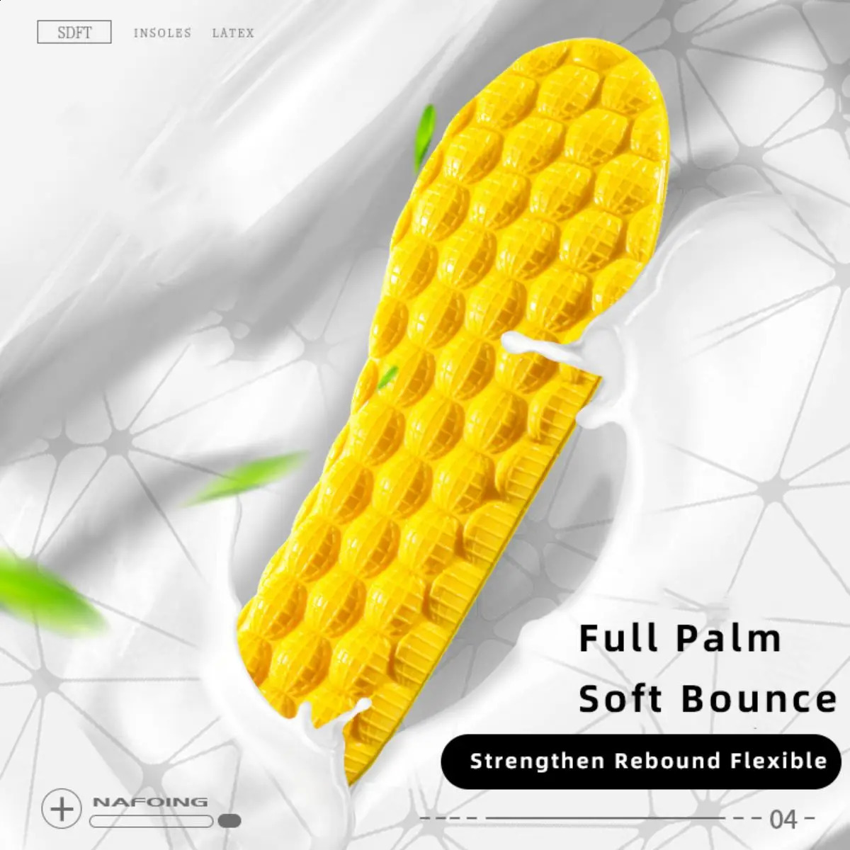 1Pair 4D Cloud Technology High Elasticity Sports Deodorizer Insole Yellow PU Sole Breathing Mens Running Insole 240903