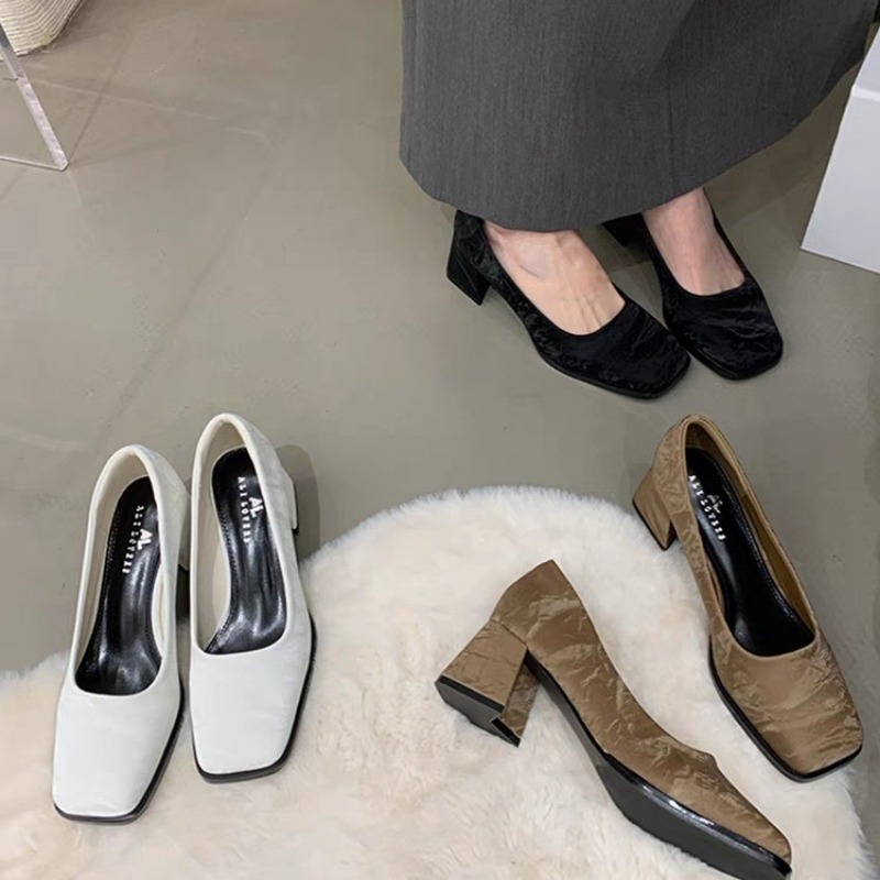 New 2024 Woman High Heels Party New Wedding Square Toe Spring Summer Ladies Shoes Size 35-39 Fashion Casual Pumps fa14