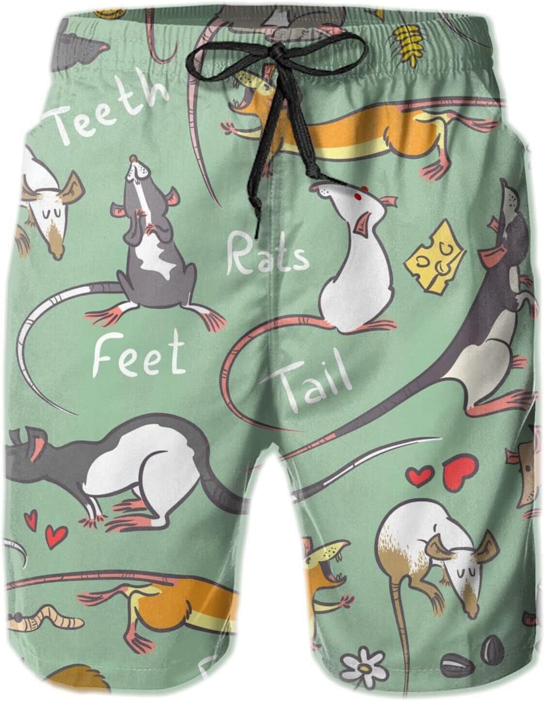 Mens Shorts 3D Printed Pattern Happy Mouse Swim Trunks Quick Dry Casual Beach Board Swimwear