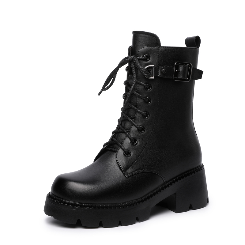 Boots AIYUQI Patform High-heel British Style Women Winter Boot Genuine Leather Large Size Non-slip Thick Wool Lady Booties 07e2 ies