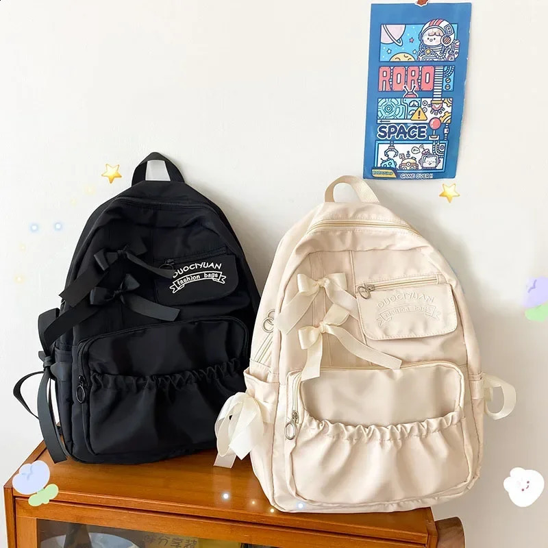 Fashion backpack canvas womens antitheft shoulder bag school teenage girls 241008