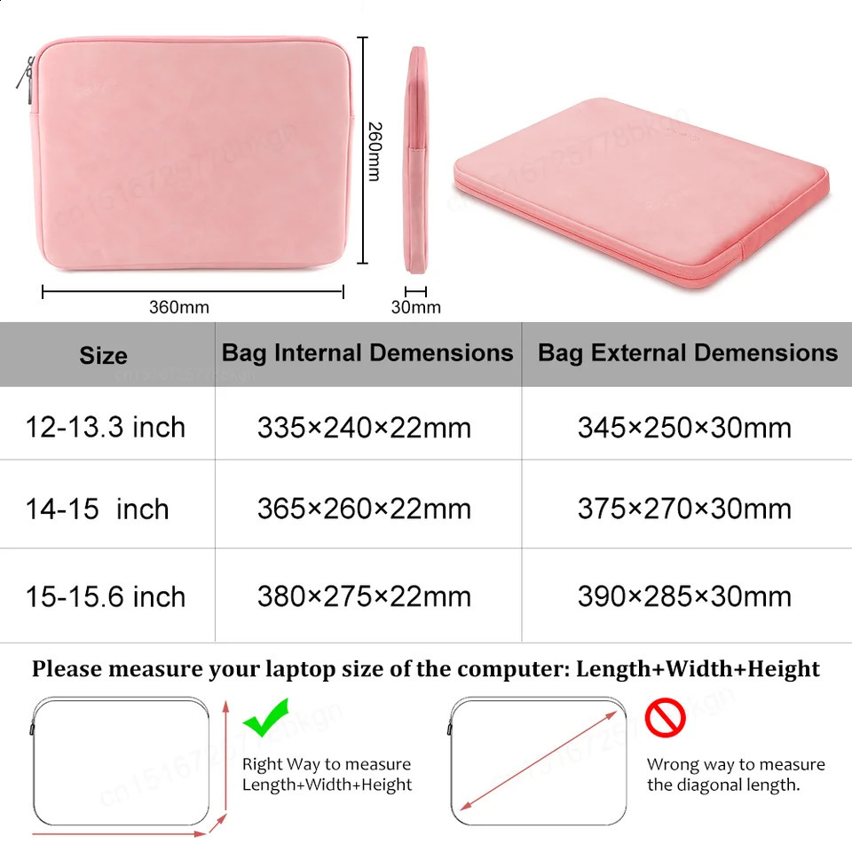 Laptop Sleeve Bag for Macbook Air Pro 13 13.3 14 15.4 15.6 Inch Notebook Pouch for Portable Bag Cover Case 240903