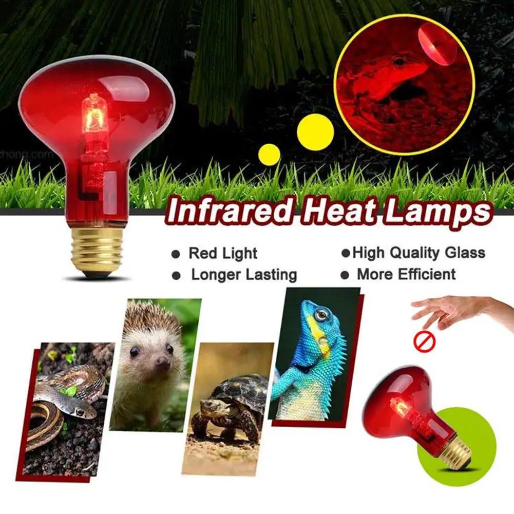 25W 40W 50W 60W 75W 100W E27 Poultry Heating Bulb Infrared Insulation Heating For Reptiles Plants Amphibians Pets Livestock Lamp