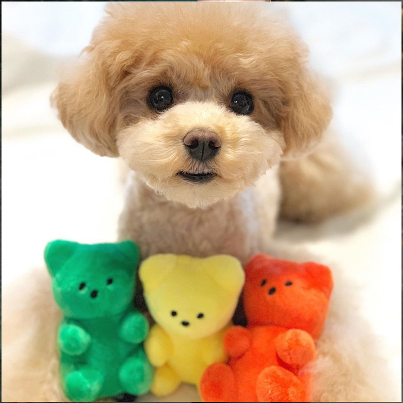 Others Dog Toys Chews Cute Small Dog Squeaky Toys for Small Dogs Puppy Bear Shaped Squeak Toy for Cat Dogs Pet Supplies Pomeranian Teddy Shih Tzu Pug 