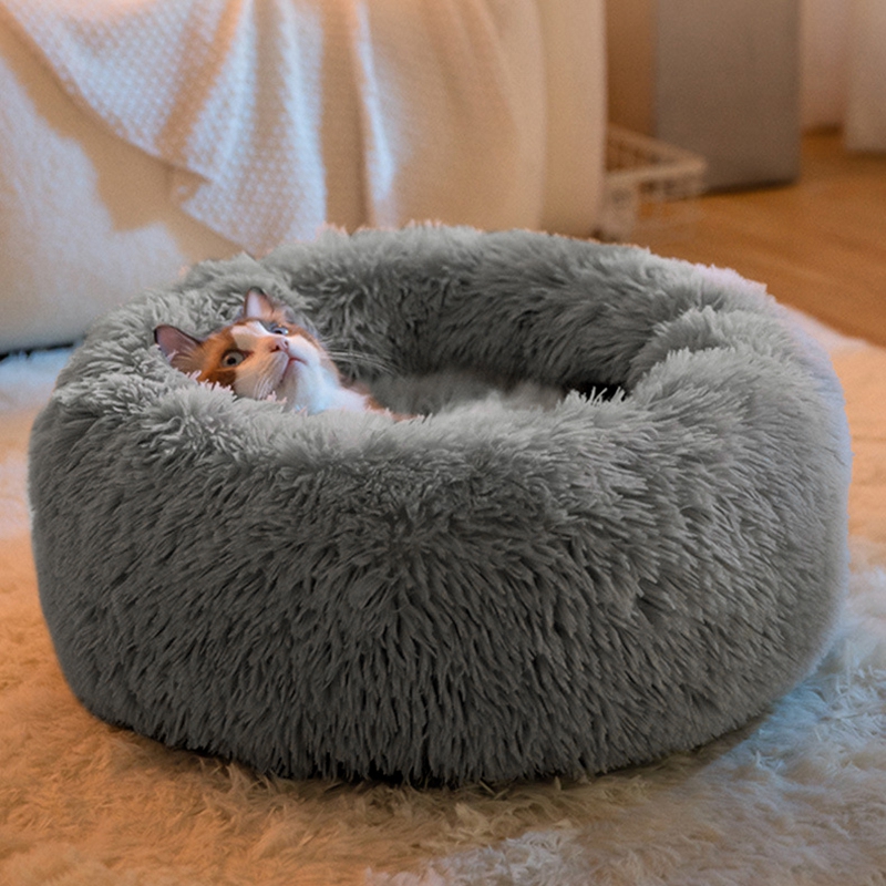 Soft Pet Bed for Small Dog Cat Plush Nest Cushion Donut Pet Mat Indoor Anti Slip Basket Sofa Dog Sleeping Kennel Pet Supplies