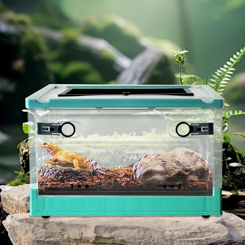 Transparent Plastic Box Breeding Box Reptile Transport Breeding Turtle Tank Box Spider Lizard Snake Frog Breeding Box Portable