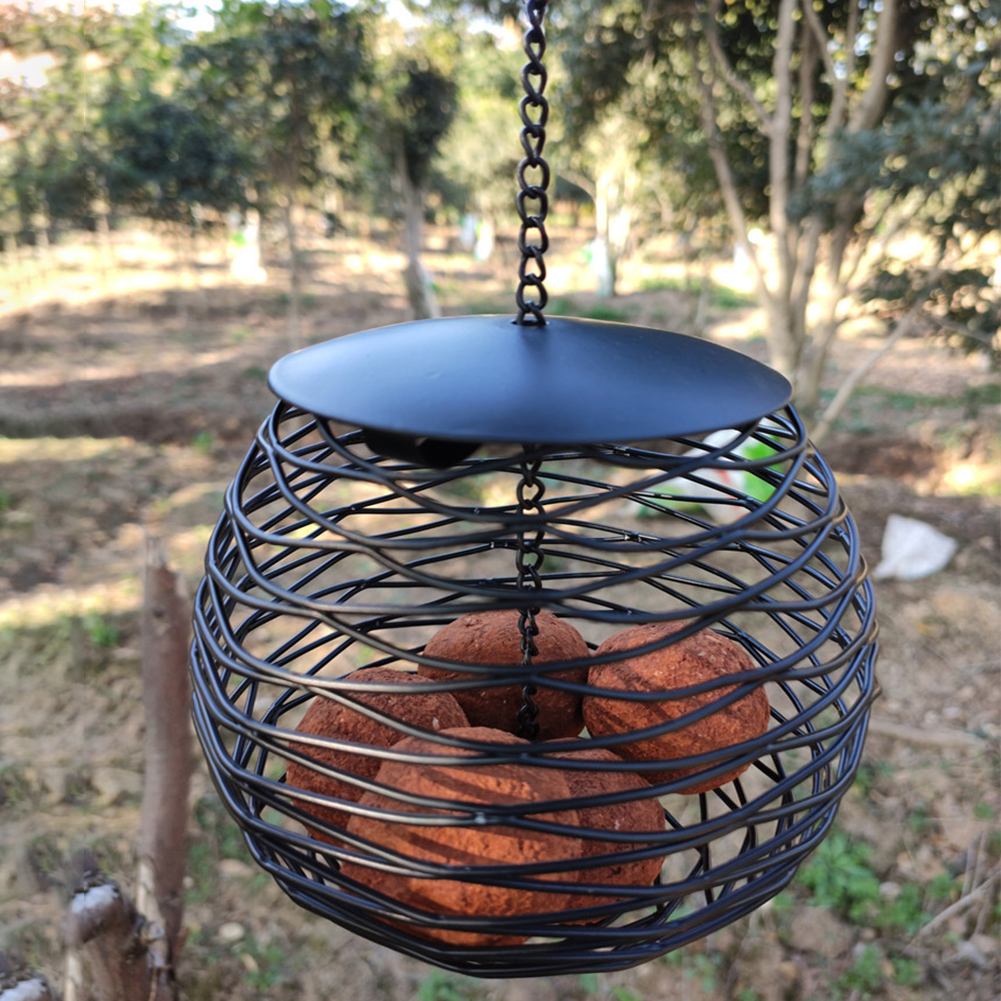Outdoor Hanging Bird Feeder Hanging Ball Shape Wild Bird Feeding Device Round Metal Bird Feeder For Garden Backyard