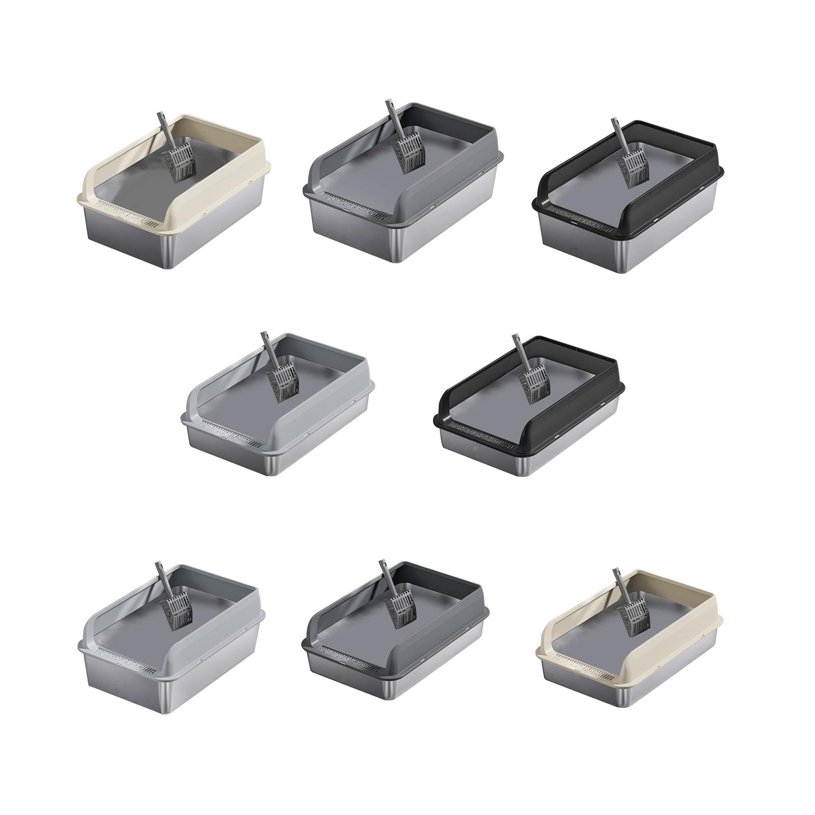 Stainless Steel Cat Litter Box Open Top Cat Sand Basin Cat Sandbox Pet Supplies