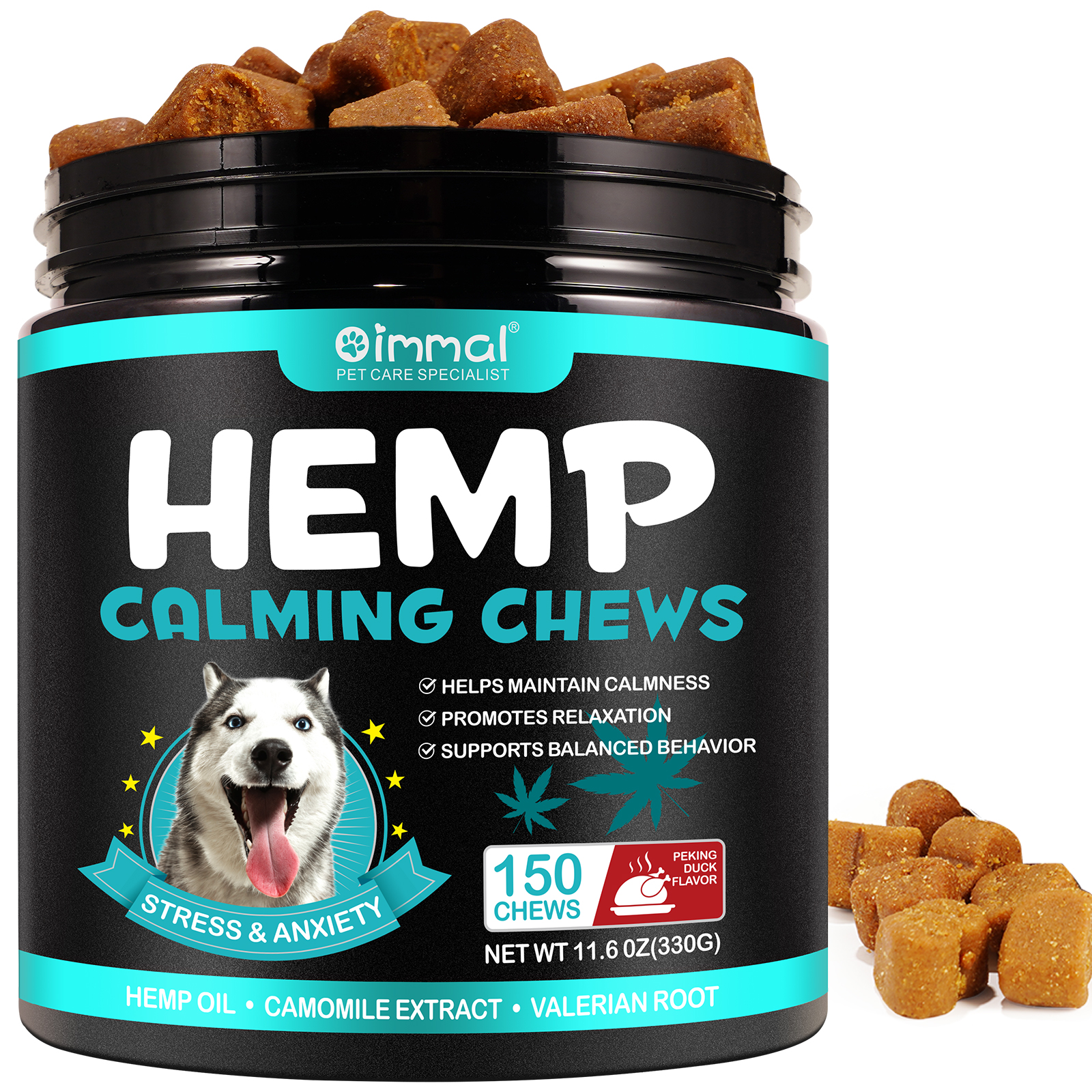 OIMMAI private label custom organic keep your pet calm dog pet food treats chews snacks,chicken duck flavor pet snacks