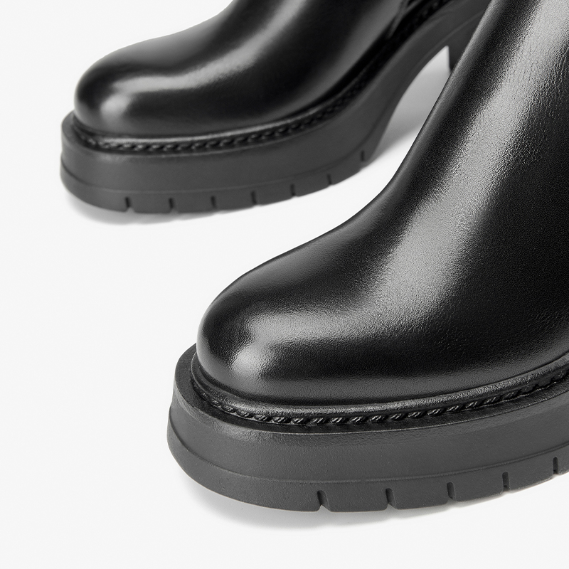 Black Beautoday Knee-high Boots Women Genuine Cow Leather Short Plush Solid Color 2023 Winter Warm Ladies Shoes Handmade 01325 5d19